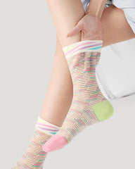 Sweetnana Spring/Summer 5-Pack "Colorful Candies" Series women's Stockings, Stripes and Dots Design, Cotton Crew Socks, Ultra Thin, Seamless Socks,Casual Wear and Cozy Comfort All Day Long.