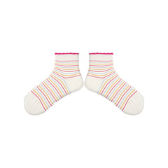 Sweetnana Spring/Summer "Happy Daily" Series 5-Pack Women's Cotton Ankle Socks with Stripe, Dots and Crimping Design, Cute, Breathable, Comfort, Thin Trendy Socks,Seamless Socks.