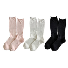 Sweetnana 3-Pack Women's Cotton Seamless Socks, Mesh Socks, Solid Color Thin Socks, Crew Socks.