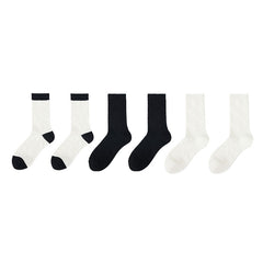 Sweetnana 3-Pack Women's Crew Socks Seamless Cotton Stockings Cozy and Soft Black and White Design Ideal for Dressing Up or Daily Comfort