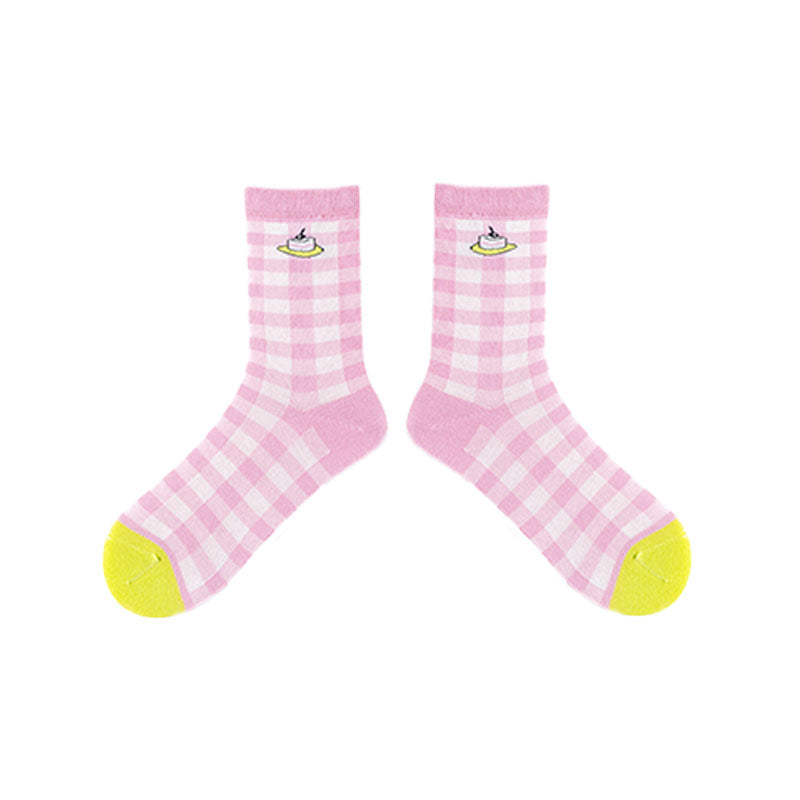 3-Pack Women Cotton Crew Socks Picnic-Chic Cute Casual