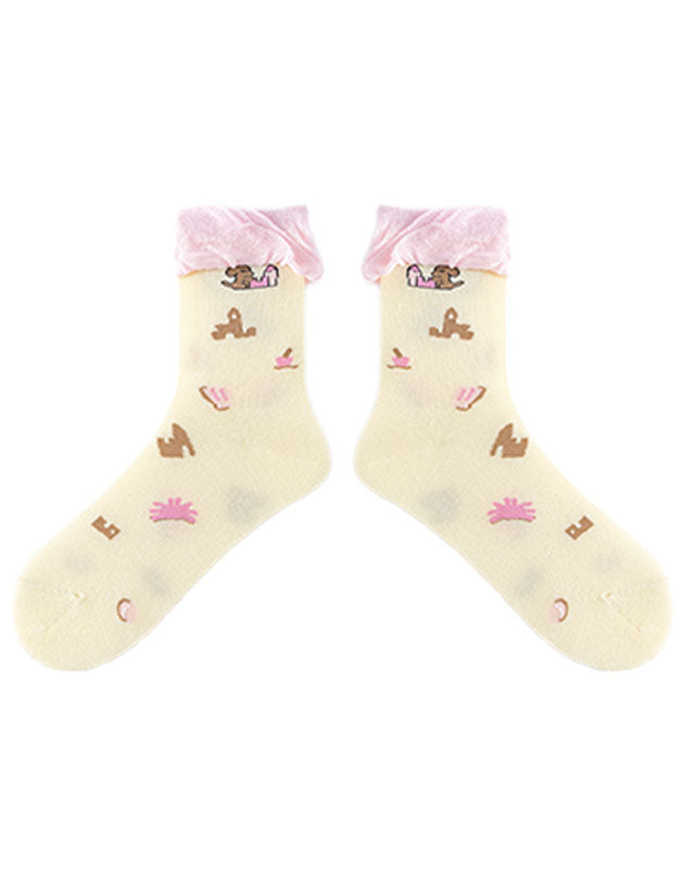 Women Cotton Crew Socks Summer Seaside Kawaii Cute Casual - SWEET NANA