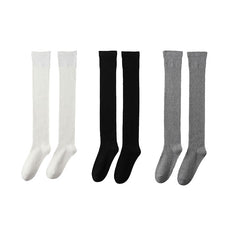 Sweetnana 3-Pack Women's Thigh High Socks Solid Color Cotton Socks Over the Knee Socks Seamless Socks