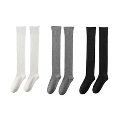 Sweetnana 3-Pack Women's Thigh High Socks Solid Color Cotton Socks Over the Knee Socks Seamless Socks