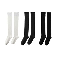 Sweetnana 3-Pack Women's Thigh High Socks Solid Color Cotton Socks Over the Knee Socks Seamless Socks