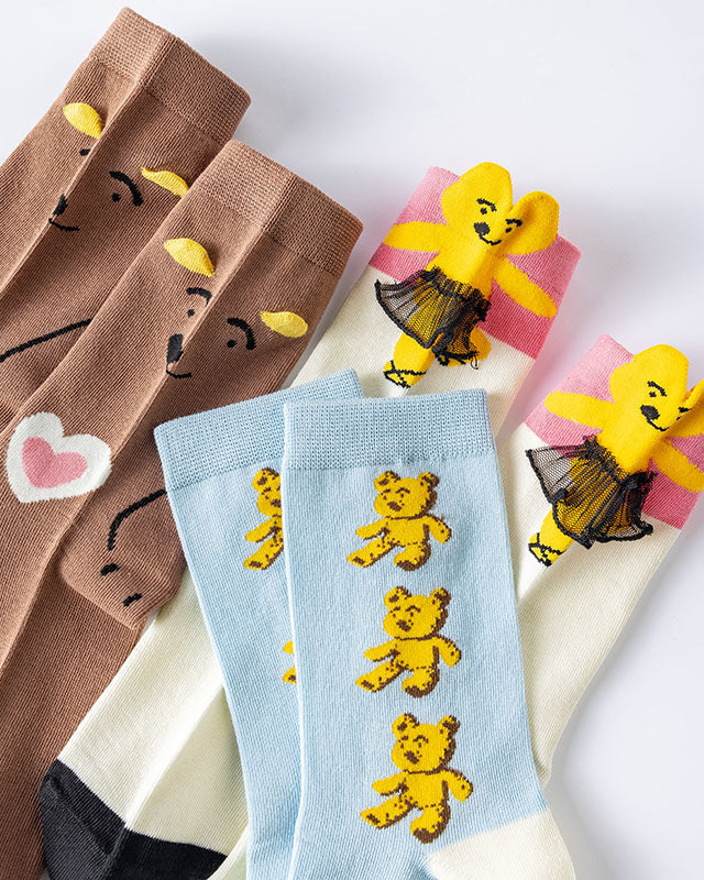 Women Cotton Crew Socks Top Notch Cute Casual - SWEET NANA