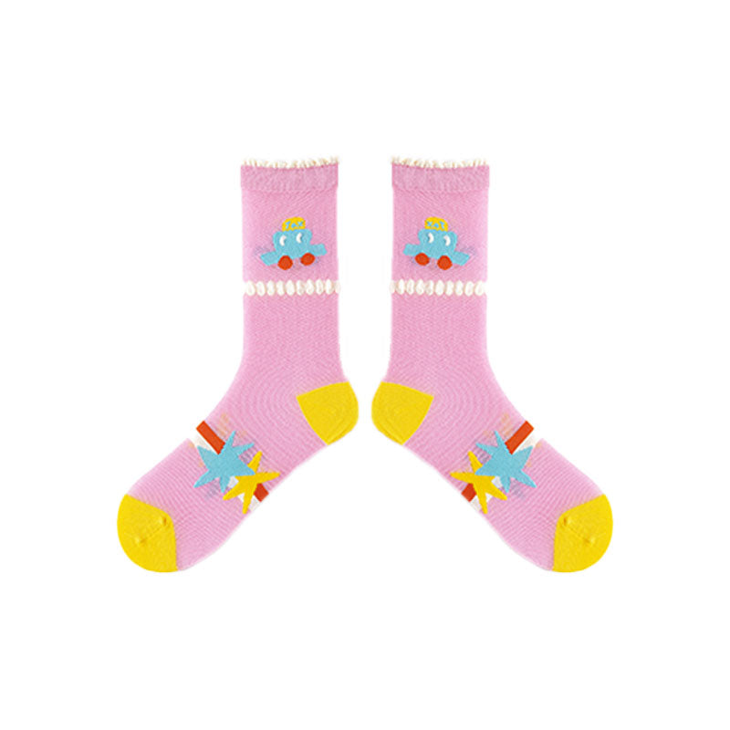3-Pack Traffic Light Series Women's Cotton Socks Breathable Crew Socks