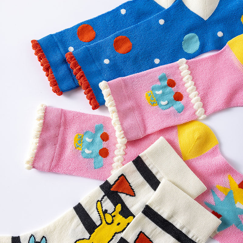 3-Pack Traffic Light Series Women's Cotton Socks Breathable Crew Socks