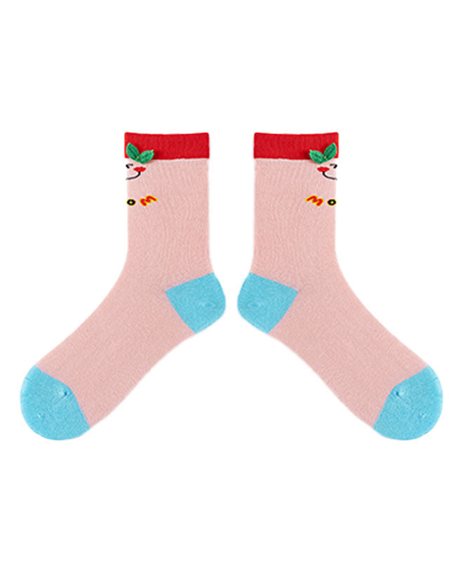 3-Pack Women Cotton Crew Socks Wild Rose Kawaii Cute Casual - SWEET NANA