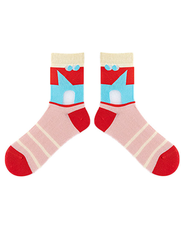 3-Pack Women Cotton Crew Socks Wild Rose Kawaii Cute Casual - SWEET NANA
