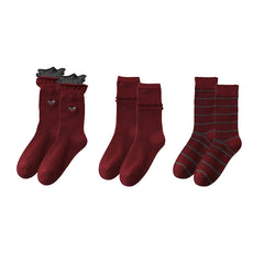 Sweetnana 3-Pack Angora Red Women's Socks Trendy Crew Socks Cotton Seamless Socks