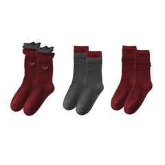 Sweetnana 3-Pack Angora Red Women's Socks Trendy Crew Socks Cotton Seamless Socks