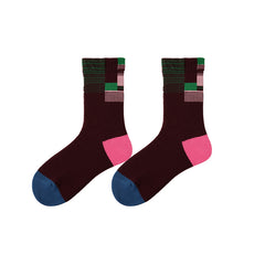 Sweetnana Retro Crew Socks: Contrast-Color Design Trendy Socks, Warm and Thickened for Autumn/Winter.