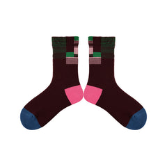 Sweetnana Retro Crew Socks: Contrast-Color Design Trendy Socks, Warm and Thickened for Autumn/Winter.