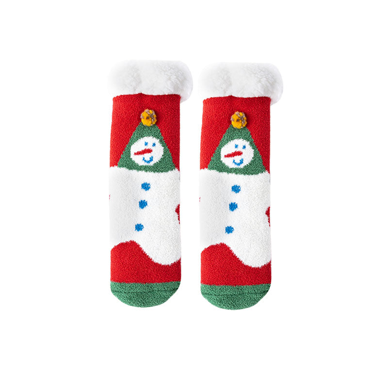 Sweetnana レディース クリスマス ソックス 超厚手 クルー ソックス 柔らかい ふわふわ 暖かい ソックス 冬用 ストッキング 滑り止め スリッパ ソックス