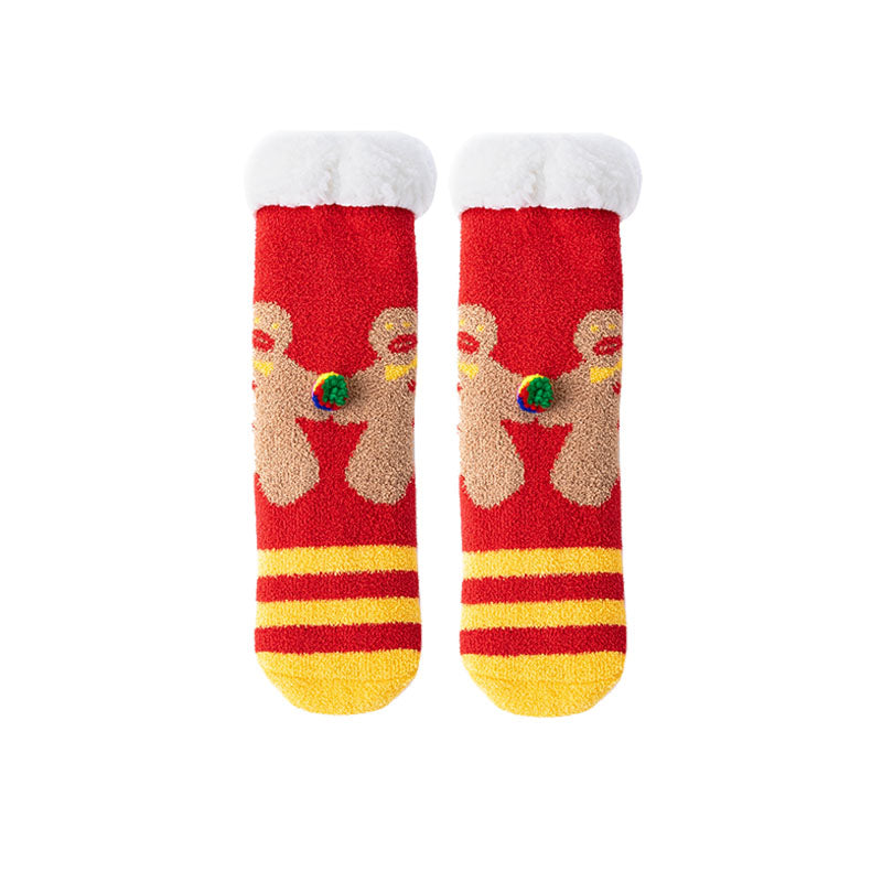 Sweetnana レディース クリスマス ソックス 超厚手 クルー ソックス 柔らかい ふわふわ 暖かい ソックス 冬用 ストッキング 滑り止め スリッパ ソックス