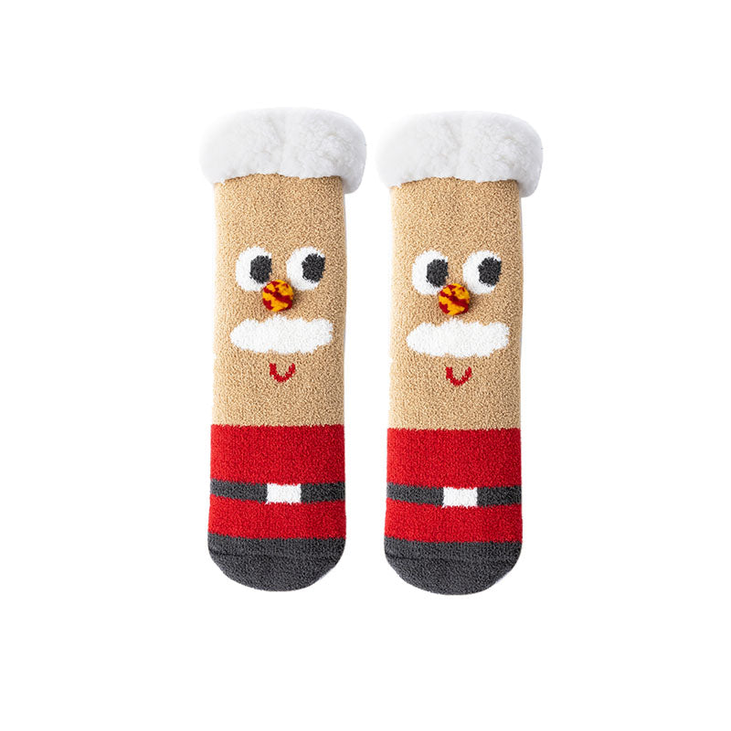 Sweetnana レディース クリスマス ソックス 超厚手 クルー ソックス 柔らかい ふわふわ 暖かい ソックス 冬用 ストッキング 滑り止め スリッパ ソックス