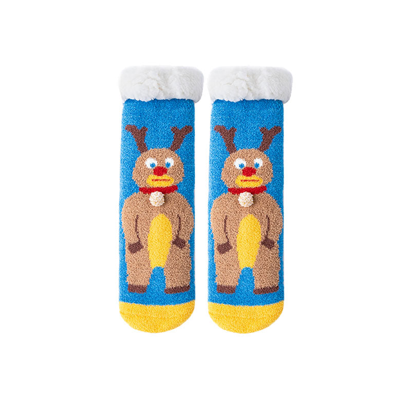 Sweetnana レディース クリスマス ソックス 超厚手 クルー ソックス 柔らかい ふわふわ 暖かい ソックス 冬用 ストッキング 滑り止め スリッパ ソックス