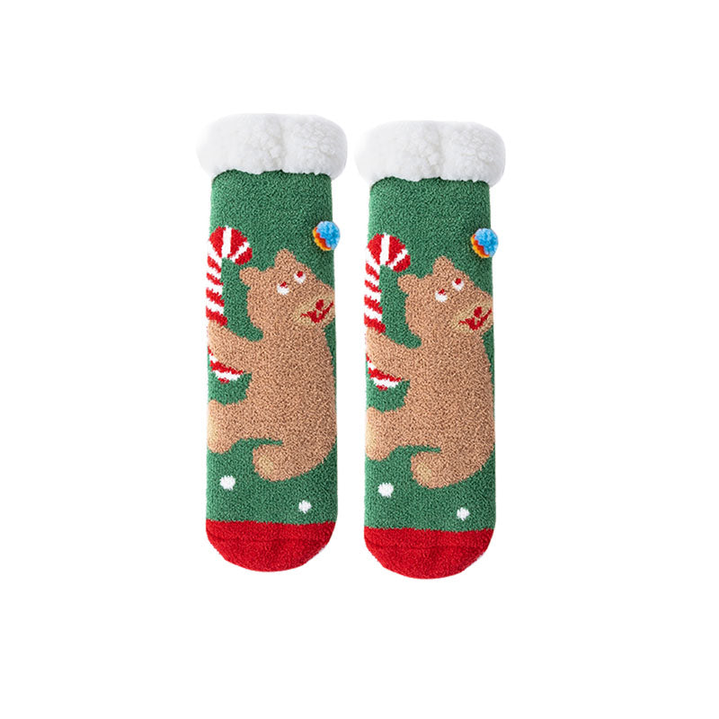 Sweetnana レディース クリスマス ソックス 超厚手 クルー ソックス 柔らかい ふわふわ 暖かい ソックス 冬用 ストッキング 滑り止め スリッパ ソックス