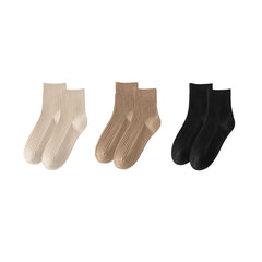 Sweetnana 3-Pack Solid Cotton Crew Socks for Women Casual Socks Cozy Seamless Socks