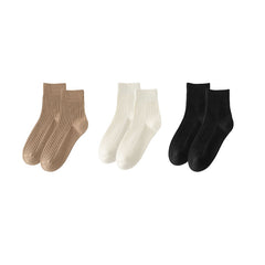 Sweetnana 3-Pack Solid Cotton Crew Socks for Women Casual Socks Cozy Seamless Socks