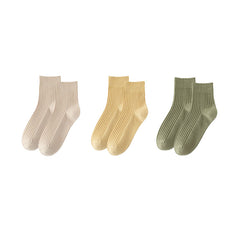 Sweetnana 3-Pack Solid Cotton Crew Socks for Women Casual Socks Cozy Seamless Socks