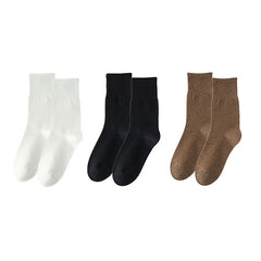 Sweetnana 3-Pack Solid Color Stretchy Loose Socks Cotton Crew Casual Socks Cozy Seamless Socks