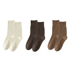 Sweetnana 3-Pack Solid Color Stretchy Loose Socks Cotton Crew Casual Socks Cozy Seamless Socks