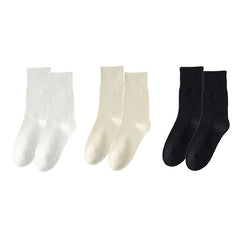 Sweetnana 3-Pack Solid Color Stretchy Loose Socks Cotton Crew Casual Socks Cozy Seamless Socks