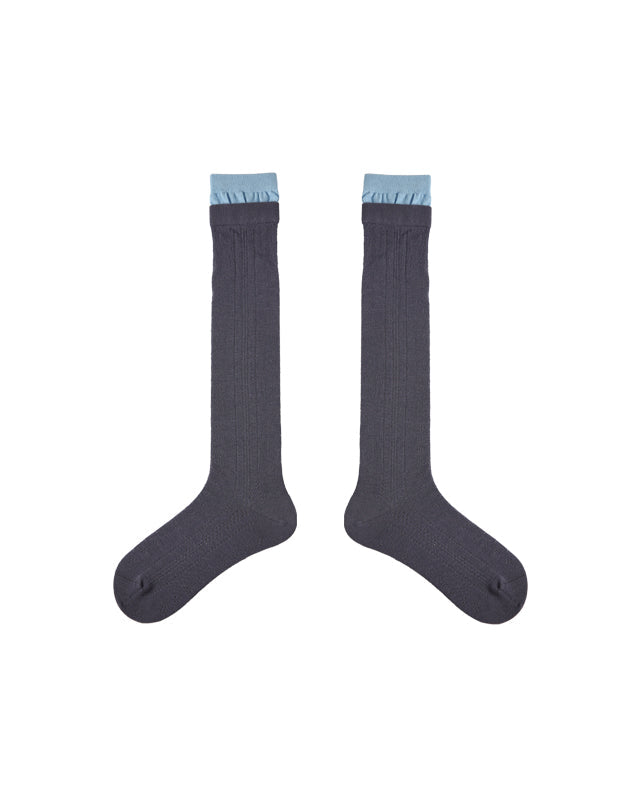 Women's Ballet Cotton Knee High Socks Seamless Contrast Color Thin Mesh