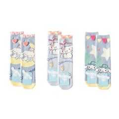 3-Pack Sweetnana Cozy Women's Crew Socks - Sanrio Series Warm Soft Winter Thickened Tube Socks, Cute Cartoon Stockings.