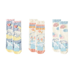 3-Pack Sweetnana Crew Tube Cozy Socks for Women - Sanrio Series Winter Thickened Warm Soft Socks, Cartoon Cute Samrio Character Pattern.