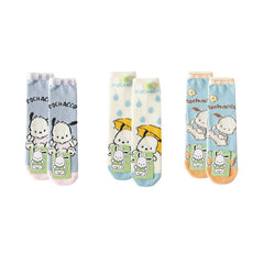 3-Pack Lovely Sanrio Series Cozy Socks by Sweetnana - Tube Crew Socks for Women, Winter Thicken Warm Socks with Cute Sanrio Cartoon Pattern.