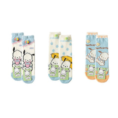 3-Pack Sweetnana Sanrio Series Cute Cozy Crew Socks - Women's Tube Soft Socks with Sanrio Lovely Cartoon Pattern, Thicken Winter Warm Socks.