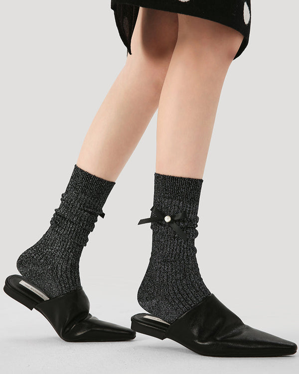 Women Creative Bow Scrunch Socks Ballet Style Cotton Seamless - SWEET NANA