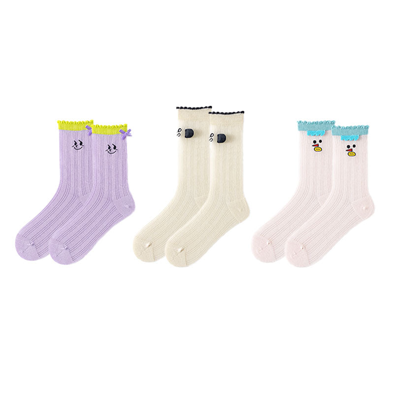 3-Pack Cotton Crew Women Socks Cozy Breathable Casual Daily Essential - SWEET NANA