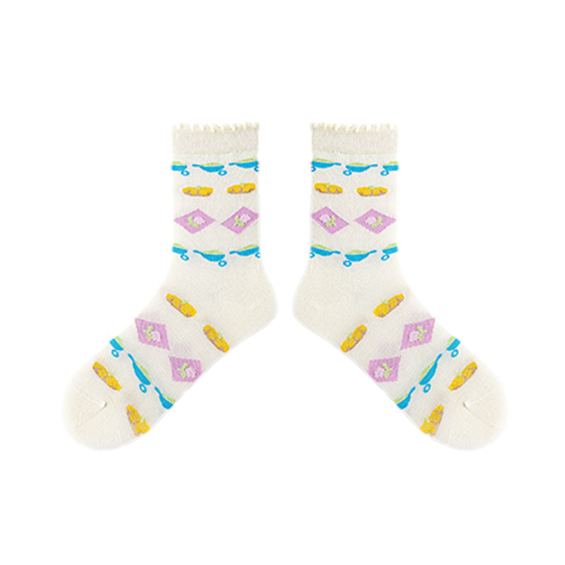 3-Pack Sweet Berries Series Women's  Cute Casual Crew Cotton Socks