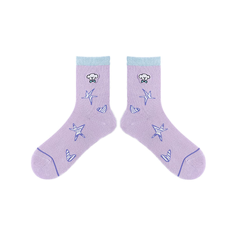 3-Pack Women Cotton Crew Socks Busy Puppy Cute Casual - SWEET NANA