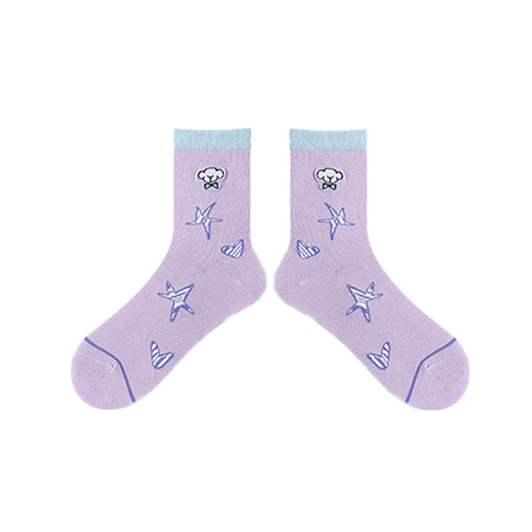 3-Pack Women Cotton Crew Socks Busy Puppy Cute Casual - SWEET NANA