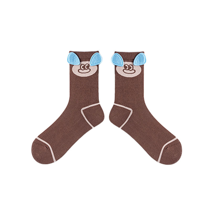 3-Pack Women's Cotton Crew Socks Zoo Party Kawaii Cute Casual