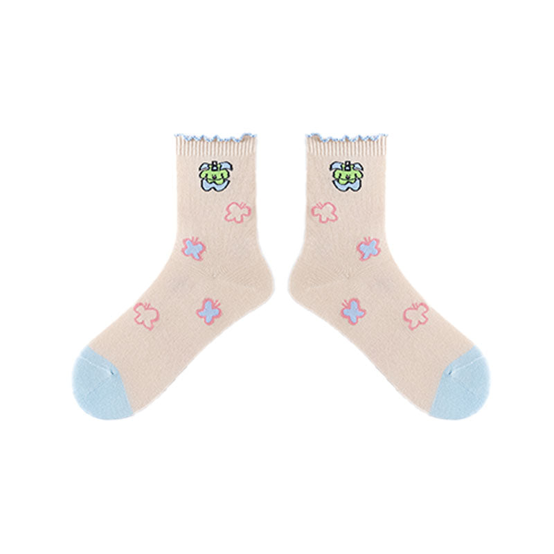 Women's Cotton Crew Socks Moon Astronaut Cute Casual