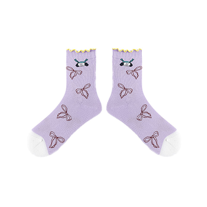 Women's Cotton Crew Socks Moon Astronaut Cute Casual