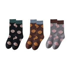 Sweetnana 3-Pack Fashion Retro Polka Dots Socks for Women Cotton Cozy Seamless Socks