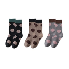 Sweetnana 3-Pack Fashion Retro Polka Dots Socks for Women Cotton Cozy Seamless Socks