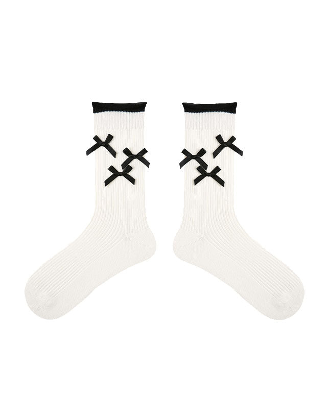 Women Ruffle Bow Sweet Ballet Style Seamless Crew Cotton Socks - SWEET NANA