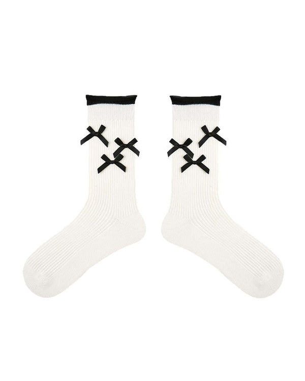 Women Ruffle Bow Sweet Ballet Style Seamless Crew Cotton Socks - SWEET NANA