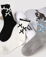 Women Ruffle Bow Sweet Ballet Style Seamless Crew Cotton Socks