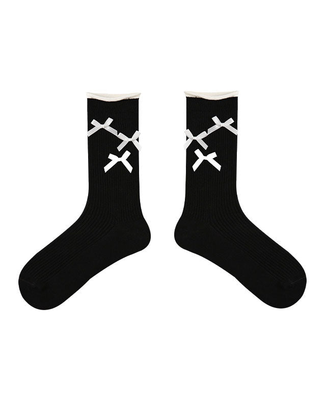 Women Ruffle Bow Sweet Ballet Style Seamless Crew Cotton Socks - SWEET NANA