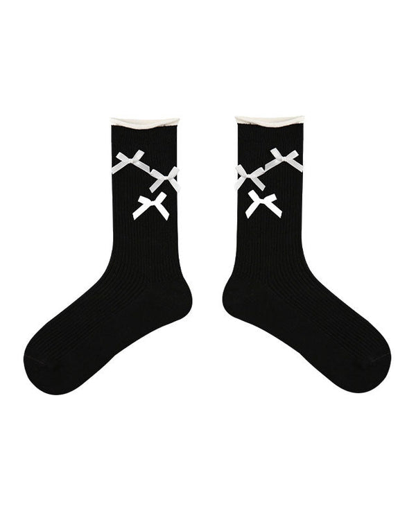 Women Ruffle Bow Sweet Ballet Style Seamless Crew Cotton Socks - SWEET NANA