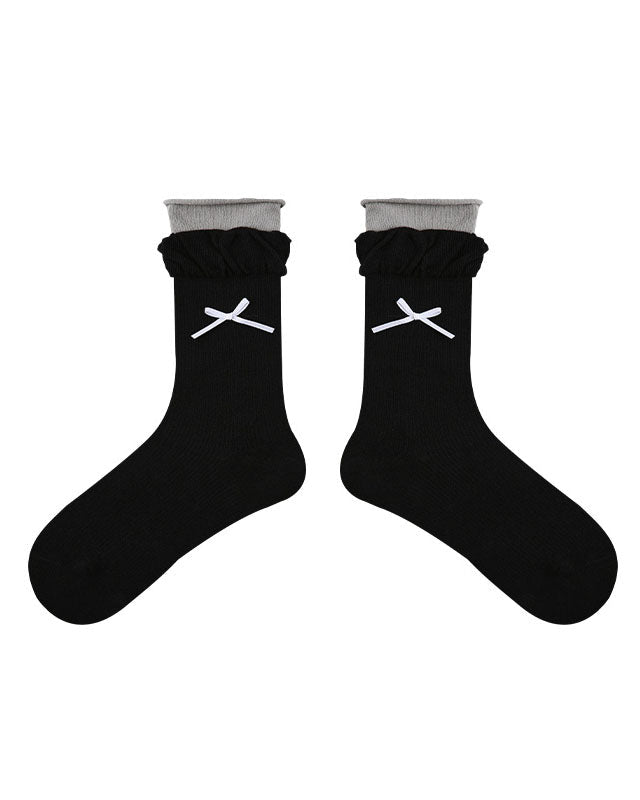 Women Double Layer Ruffle Soft Cotton Seamless Socks - SWEET NANA